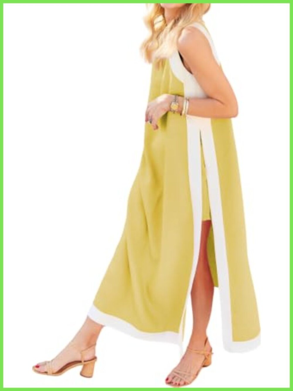 Boho Color Block Sleeveless Maxi Dress & Shorts Set with Pockets